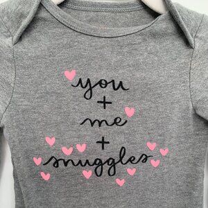 Cat & Jack Grey Long Sleeve Onesie, Baby Girl Hearts Snuggle Onesie
